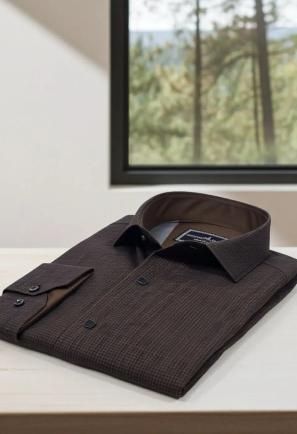 Slim Fit Uzun Kol Desenli Erkek Gömlek 3GMK312470006