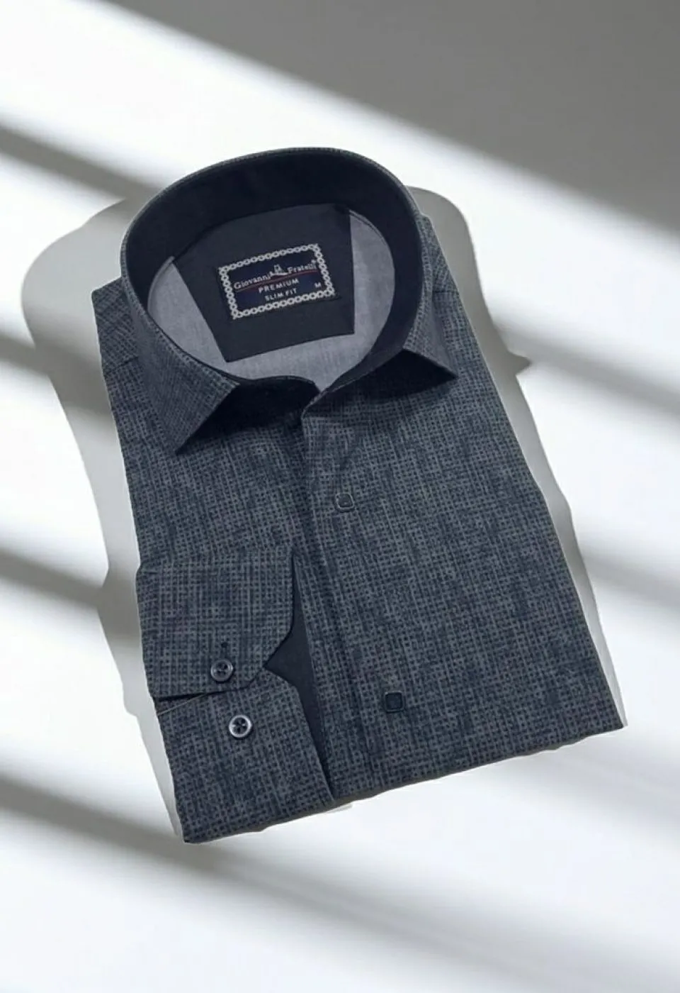Slim Fit Uzun Kol Desenli Erkek Gömlek 3GMK312470007