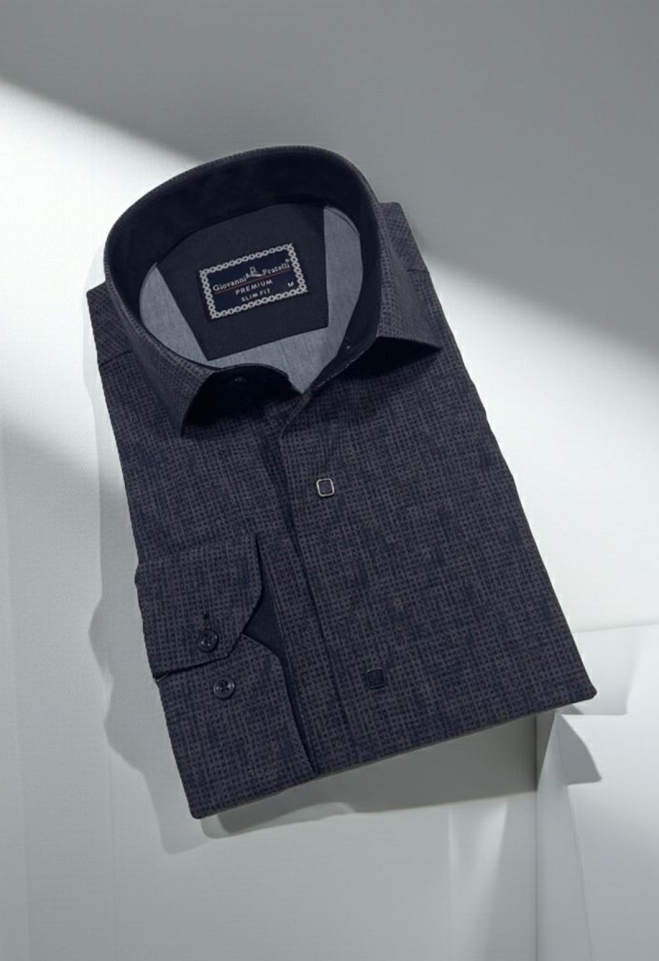 Slim Fit Uzun Kol Desenli Erkek Gömlek 3GMK312470009