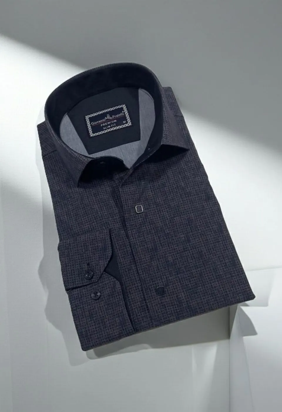 Slim Fit Uzun Kol Desenli Erkek Gömlek 3GMK312470009