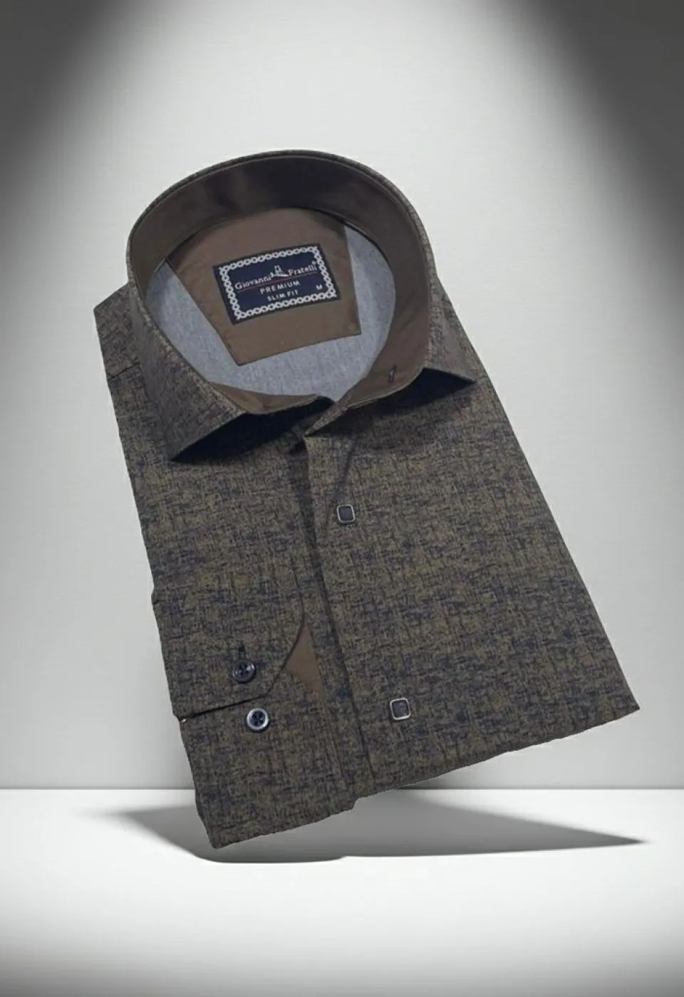 Slim Fit Uzun Kol Desenli Erkek Gömlek 3GMK312471003