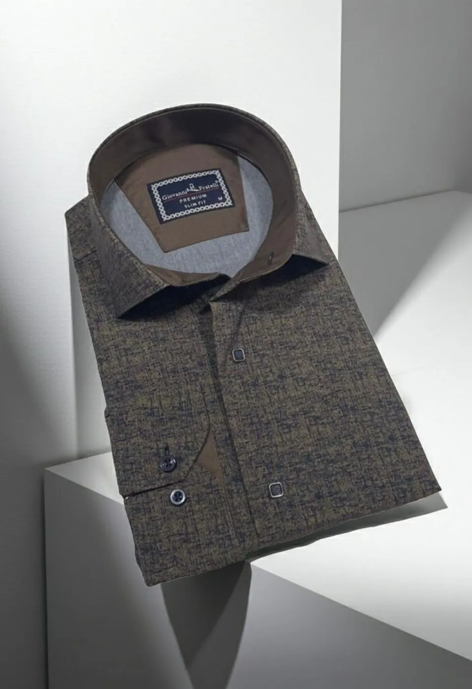 Slim Fit Uzun Kol Desenli Erkek Gömlek 3GMK312471003