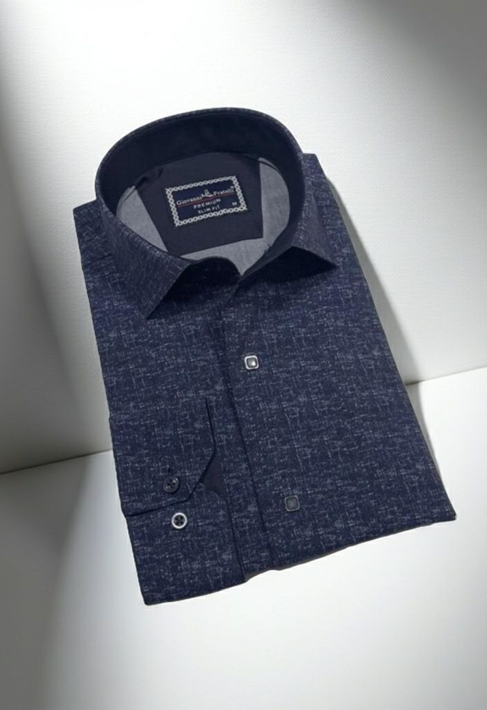 Slim Fit Uzun Kol Desenli Erkek Gömlek 3GMK312471004