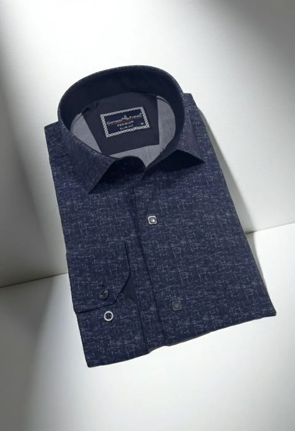 Slim Fit Uzun Kol Desenli Erkek Gömlek 3GMK312471004