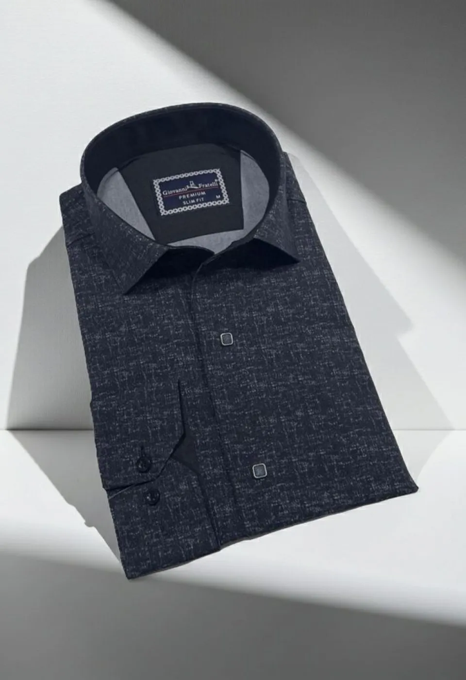Slim Fit Uzun Kol Desenli Erkek Gömlek 3GMK312471006