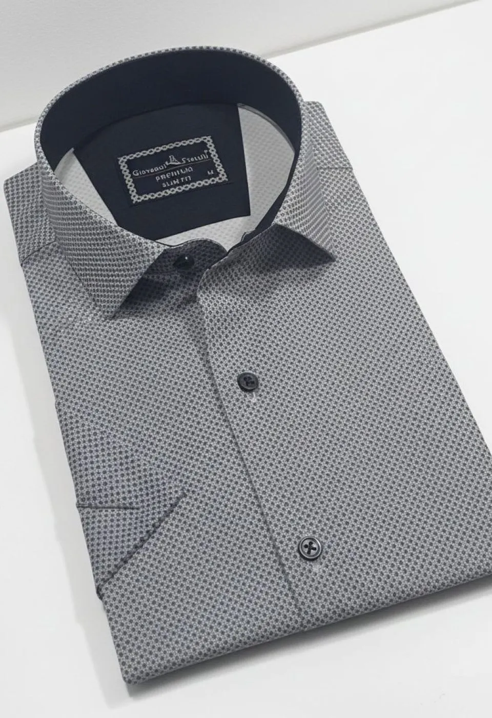 Slim Fit Kısa Kol Desenli Saten Erkek Gömlek 3GMK312787001 - Giovanni Fratelli