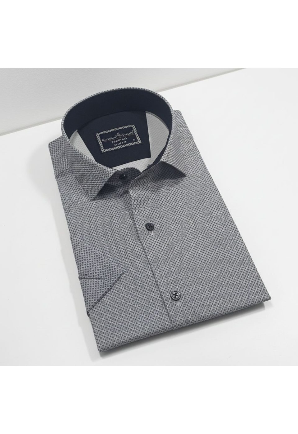 2787 CR K SATIN 001 Slim Fit Kısa Kol Desenli Saten Erkek Gömlek 3GMK312787001 - Giovanni Fratelli