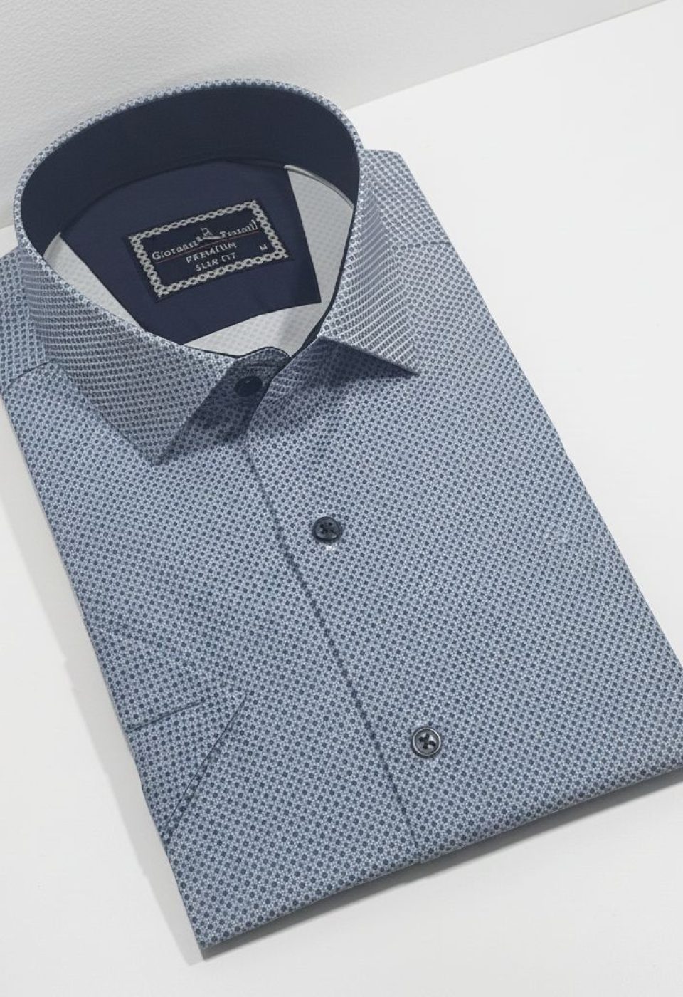Slim Fit Kısa Kol Desenli Saten Erkek Gömlek 3GMK312787002 - Giovanni Fratelli