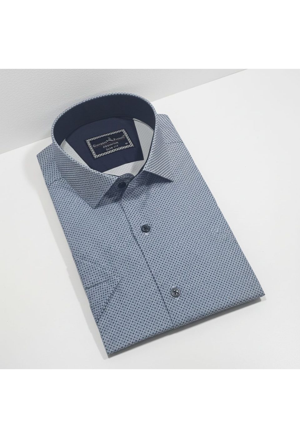 Slim Fit Kısa Kol Desenli Saten Erkek Gömlek 3GMK312787002 - Giovanni Fratelli