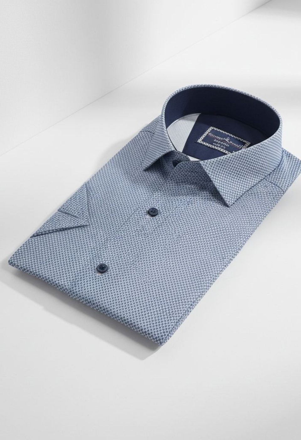 Slim Fit Kısa Kol Desenli Saten Erkek Gömlek 3GMK312787002 - Giovanni Fratelli