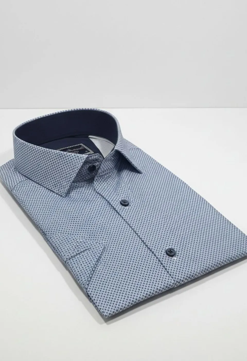 Slim Fit Kısa Kol Desenli Saten Erkek Gömlek 3GMK312787002