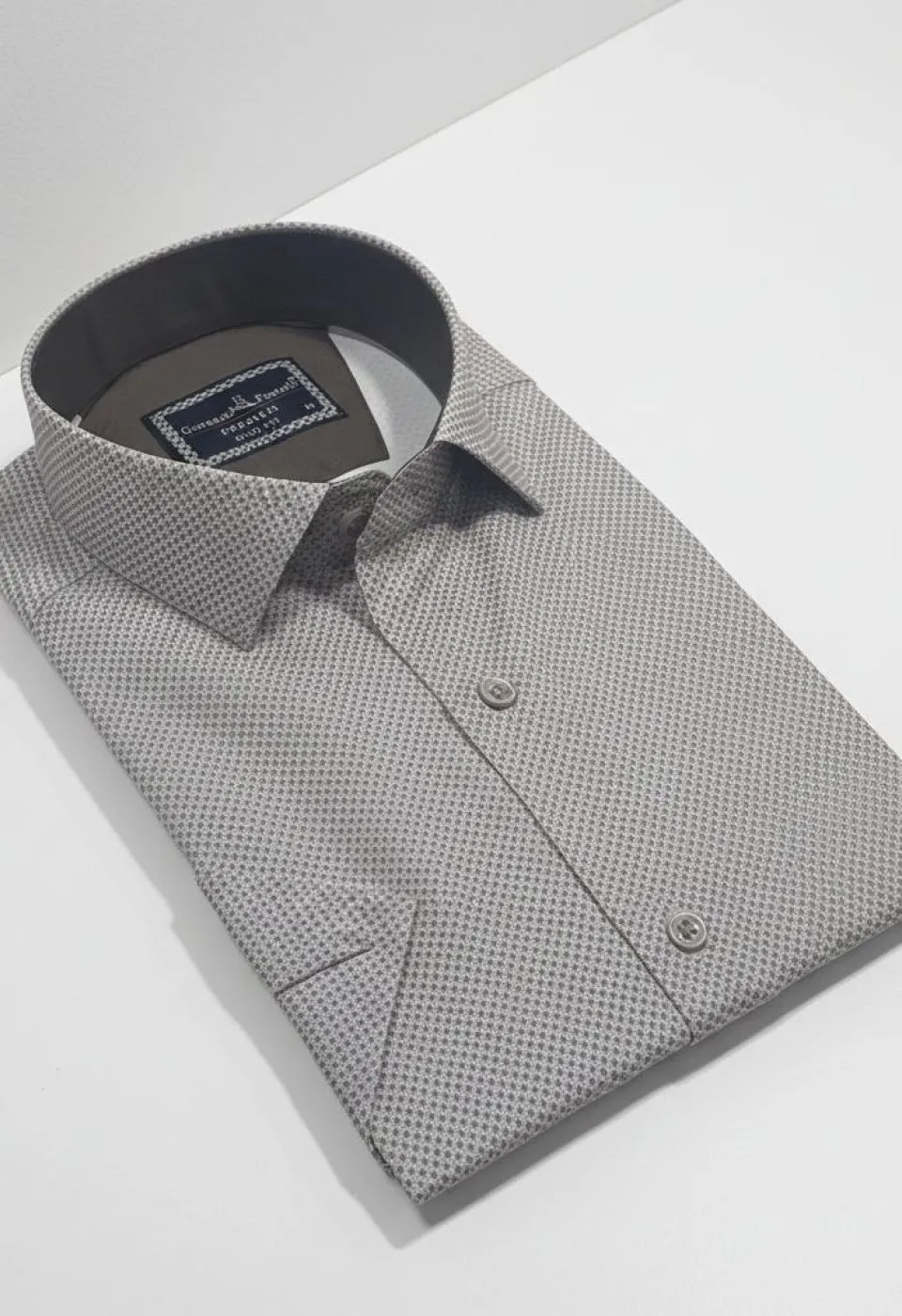 Slim Fit Kısa Kol Desenli Saten Erkek Gömlek 3GMK312787003 - Giovanni Fratelli