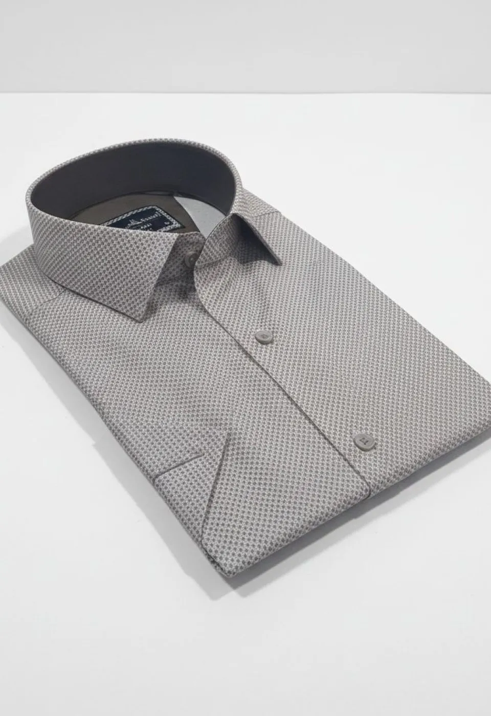 Slim Fit Kısa Kol Desenli Saten Erkek Gömlek 3GMK312787003