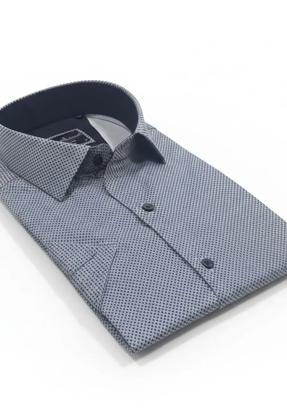 Slim Fit Kısa Kol Desenli Saten Erkek Gömlek 3GMK312787004