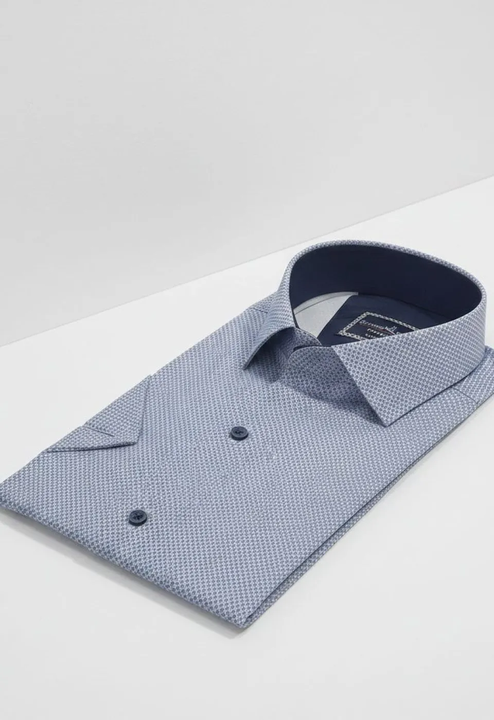 Slim Fit Kısa Kol Desenli Saten Erkek Gömlek 3GMK312787005