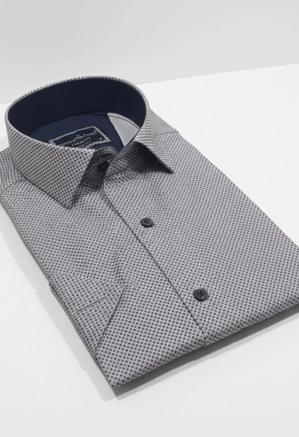 Slim Fit Kısa Kol Desenli Saten Erkek Gömlek 3GMK312787006