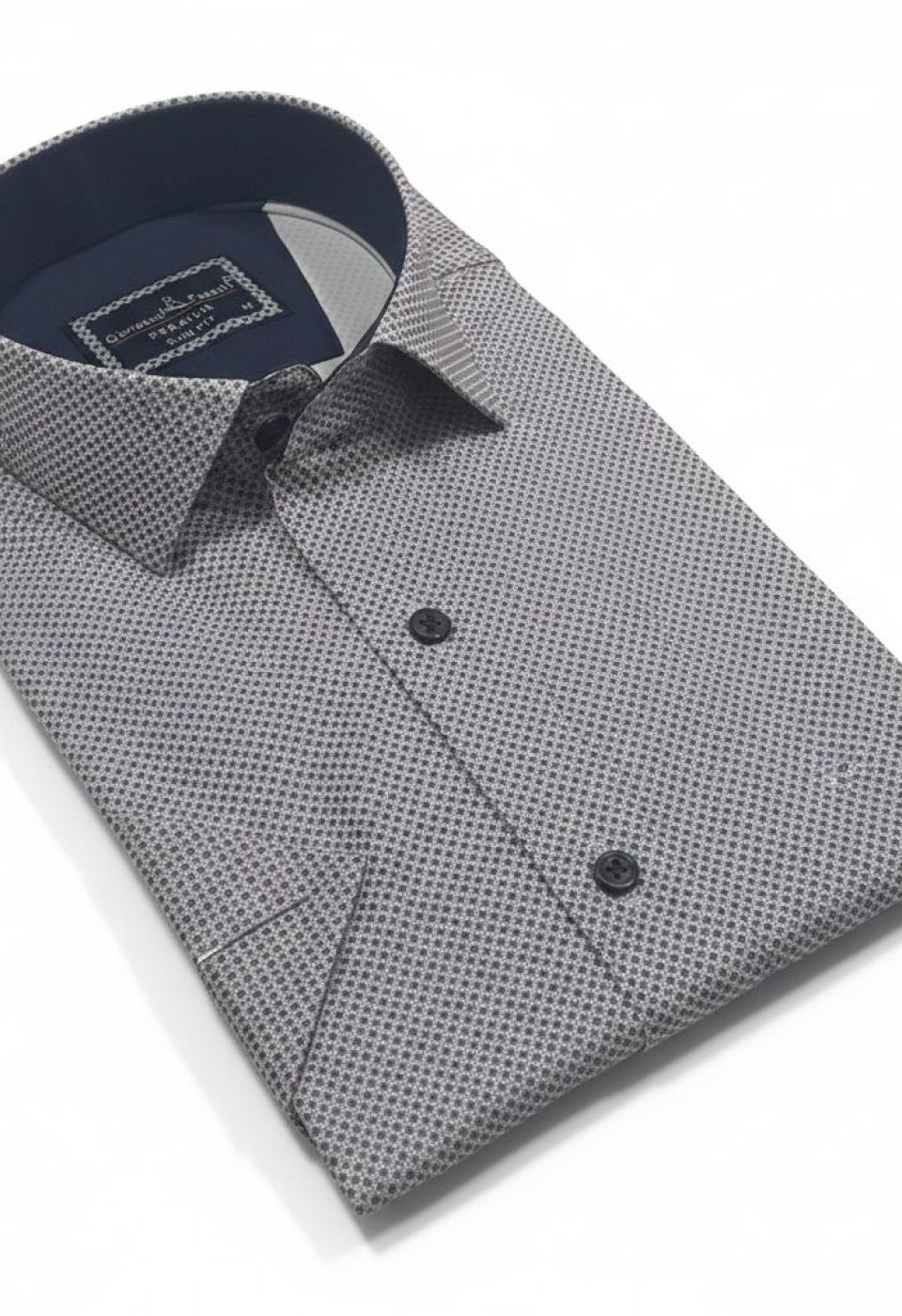 Slim Fit Kısa Kol Desenli Saten Erkek Gömlek 3GMK312787006 - Giovanni Fratelli