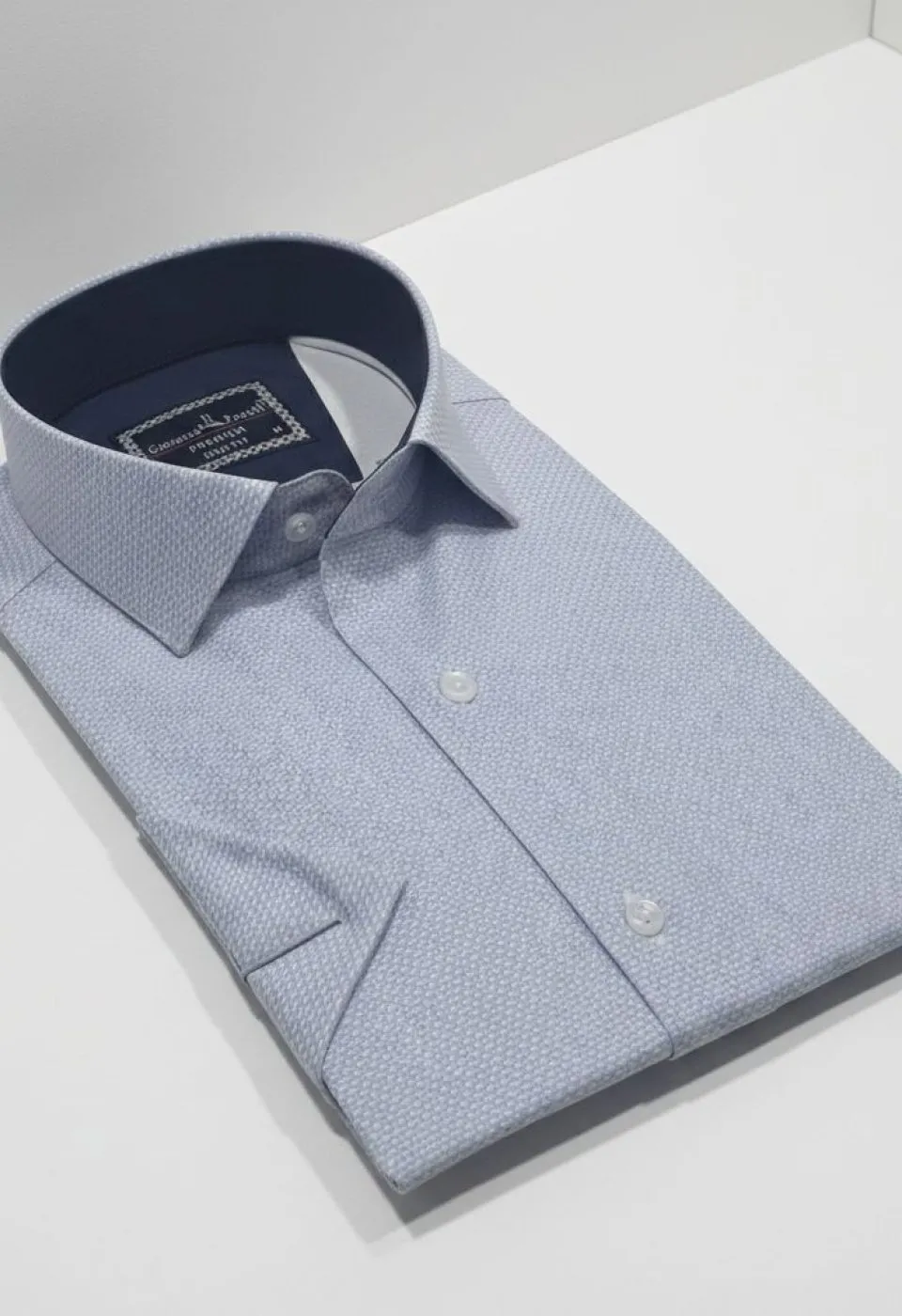 Slim Fit Kısa Kol Desenli Saten Erkek Gömlek 3GMK312788001