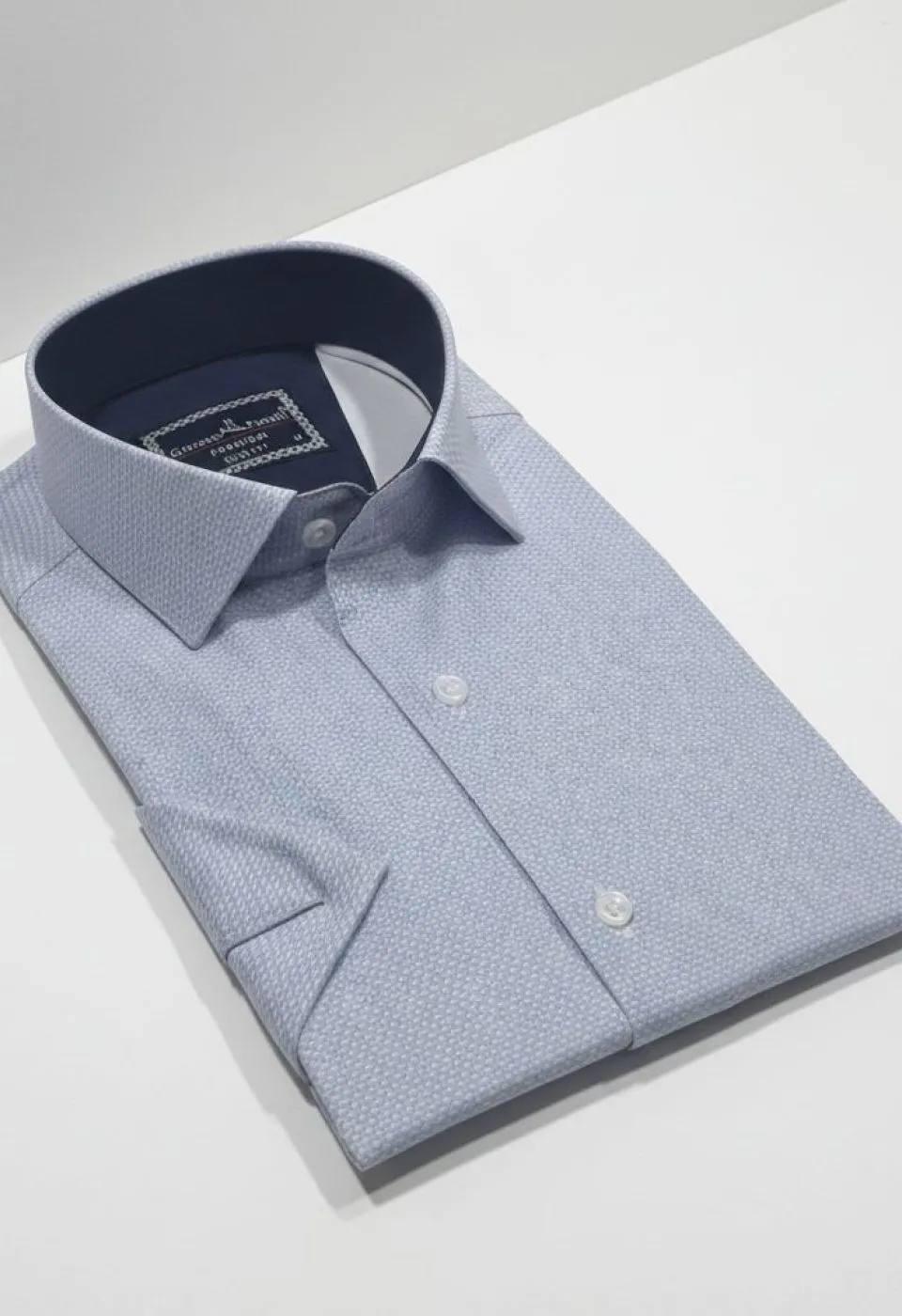 Slim Fit Kısa Kol Desenli Saten Erkek Gömlek 3GMK312788001