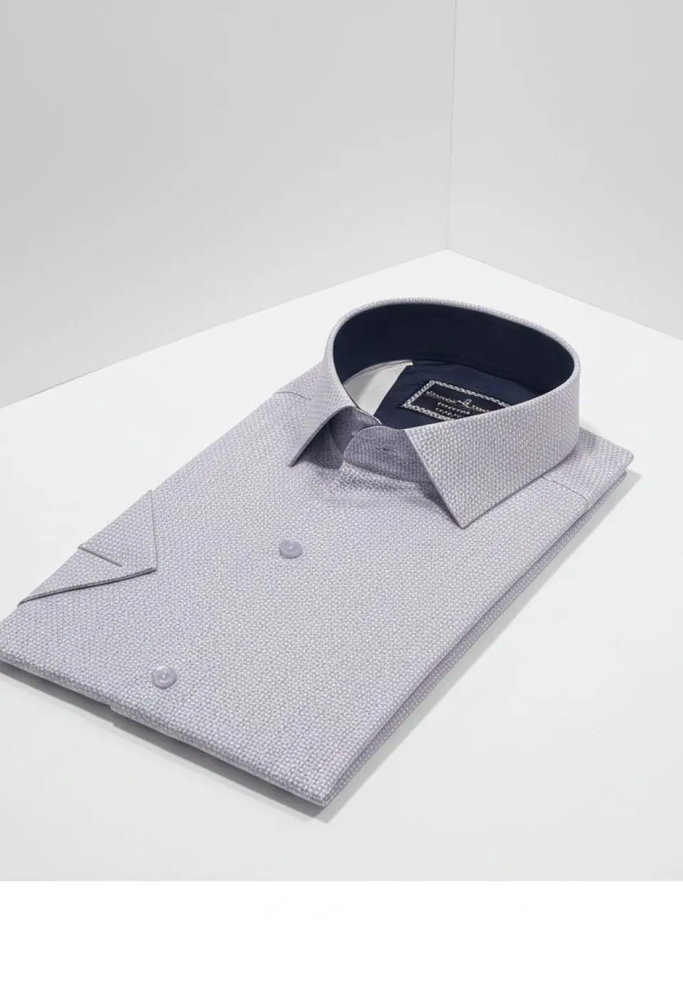 Slim Fit Kısa Kol Desenli Saten Erkek Gömlek 3GMK312788002