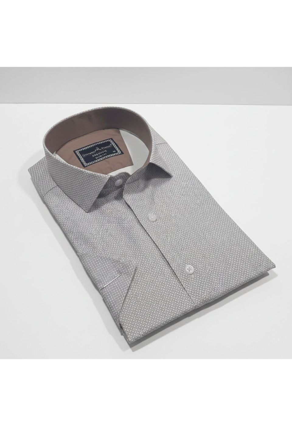 2788 CR K SATIN 003 Slim Fit Kısa Kol Desenli Saten Erkek Gömlek 3GMK312788003 - Giovanni Fratelli
