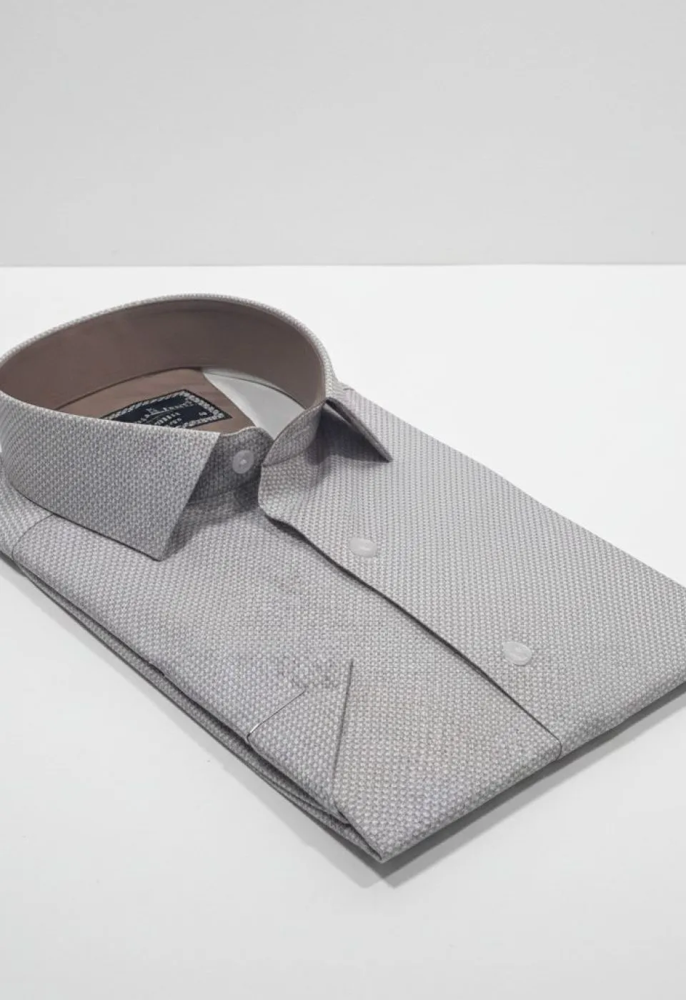 Slim Fit Kısa Kol Desenli Saten Erkek Gömlek 3GMK312788003