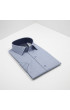 Slim Fit Kısa Kol Desenli Saten Erkek Gömlek 3GMK312788004