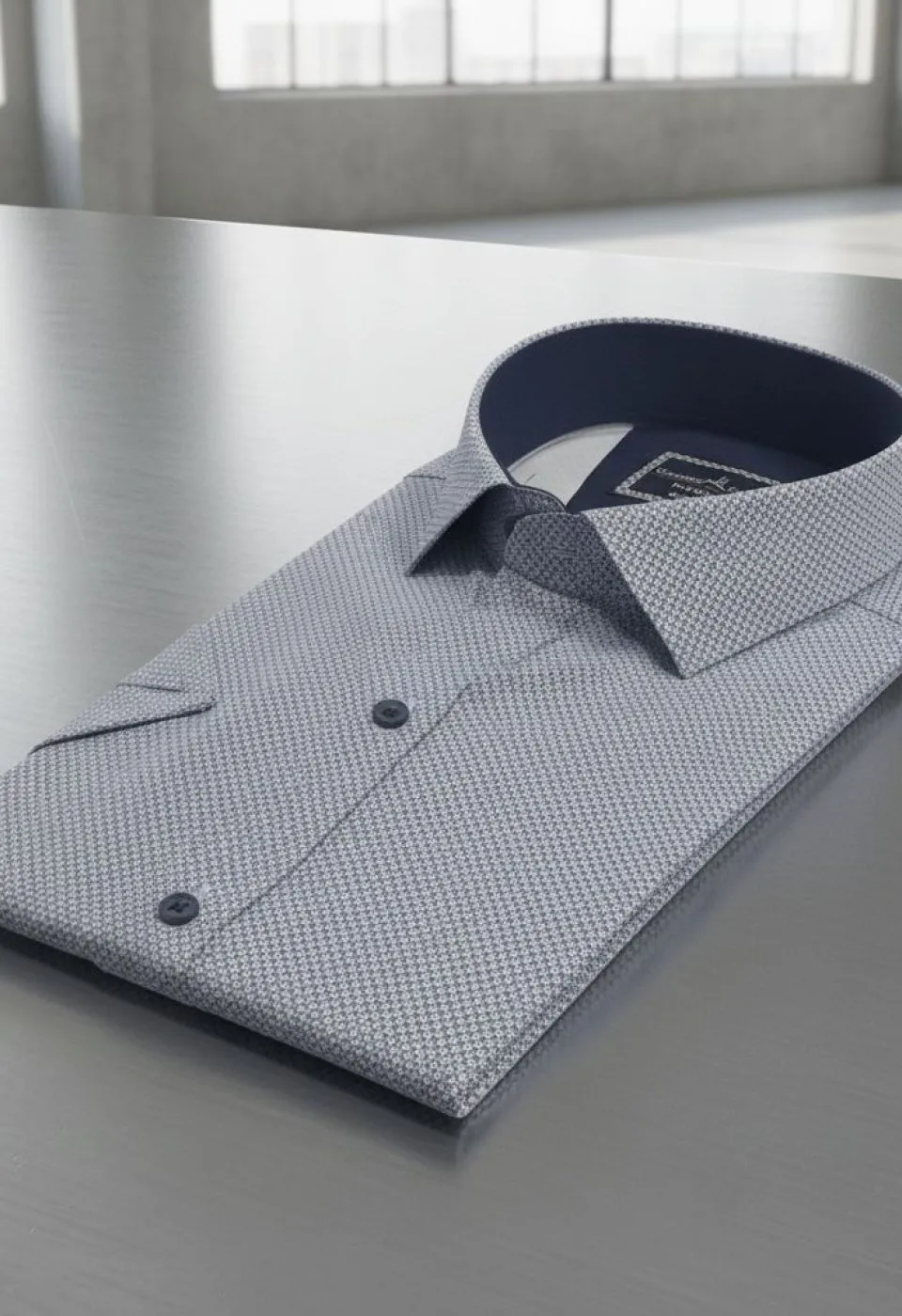 Slim Fit Kısa Kol Desenli Saten Erkek Gömlek 3GMK312788005