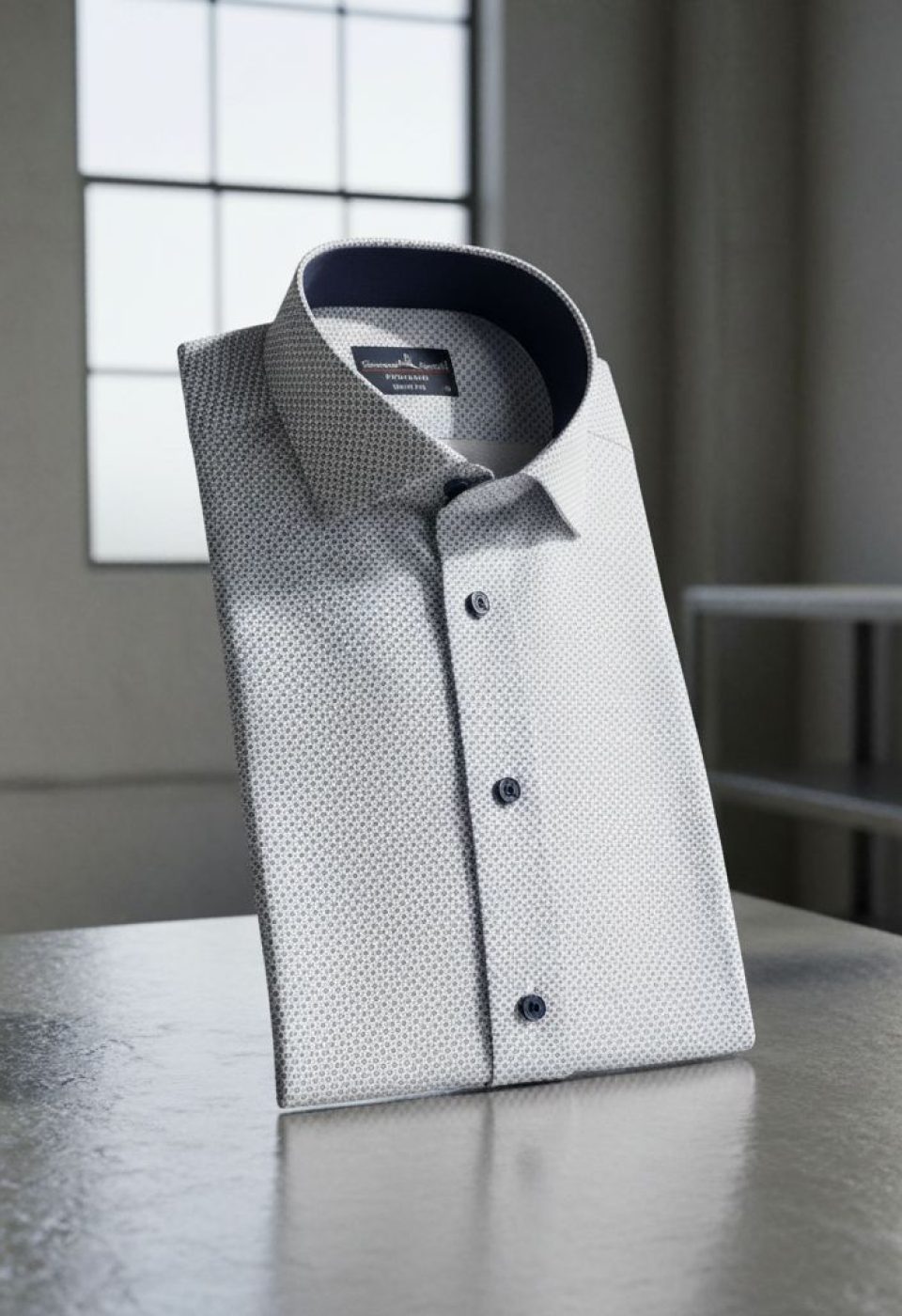 Slim Fit Kısa Kol Desenli Saten Erkek Gömlek 3GMK312788005 - Giovanni Fratelli
