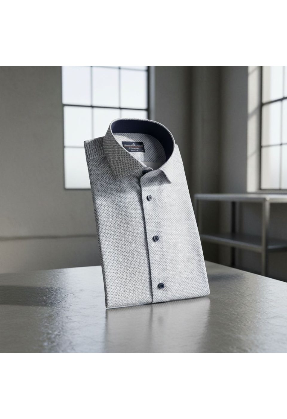 Slim Fit Kısa Kol Desenli Saten Erkek Gömlek 3GMK312788005 - Giovanni Fratelli