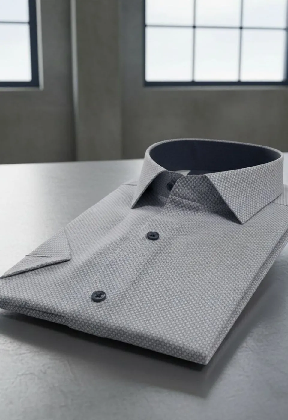 Slim Fit Kısa Kol Desenli Saten Erkek Gömlek 3GMK312788006