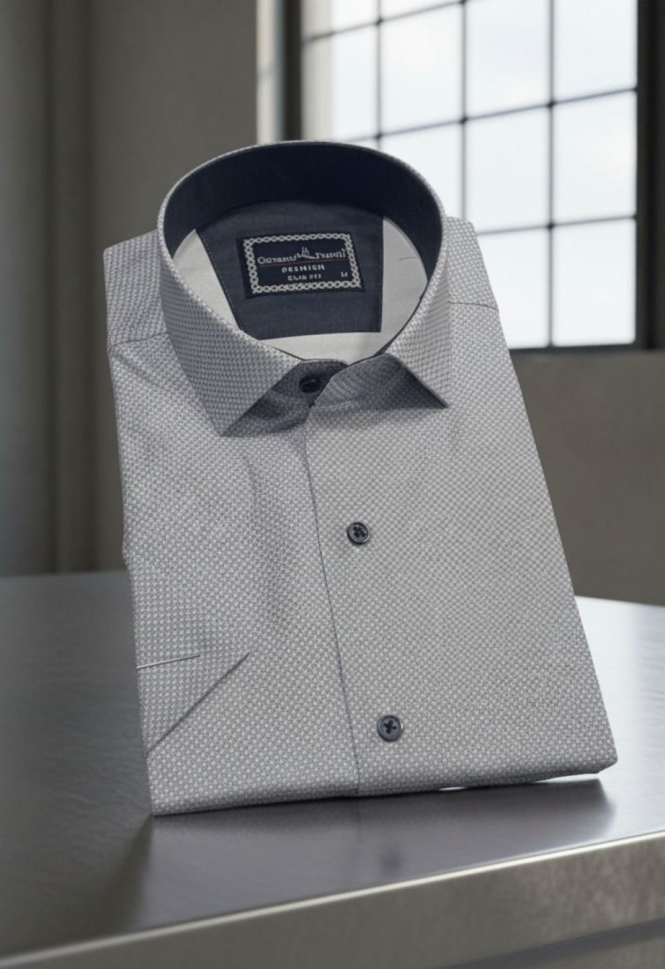 2788 CR K SATIN 006 Slim Fit Kısa Kol Desenli Saten Erkek Gömlek 3GMK312788006 - Giovanni Fratelli