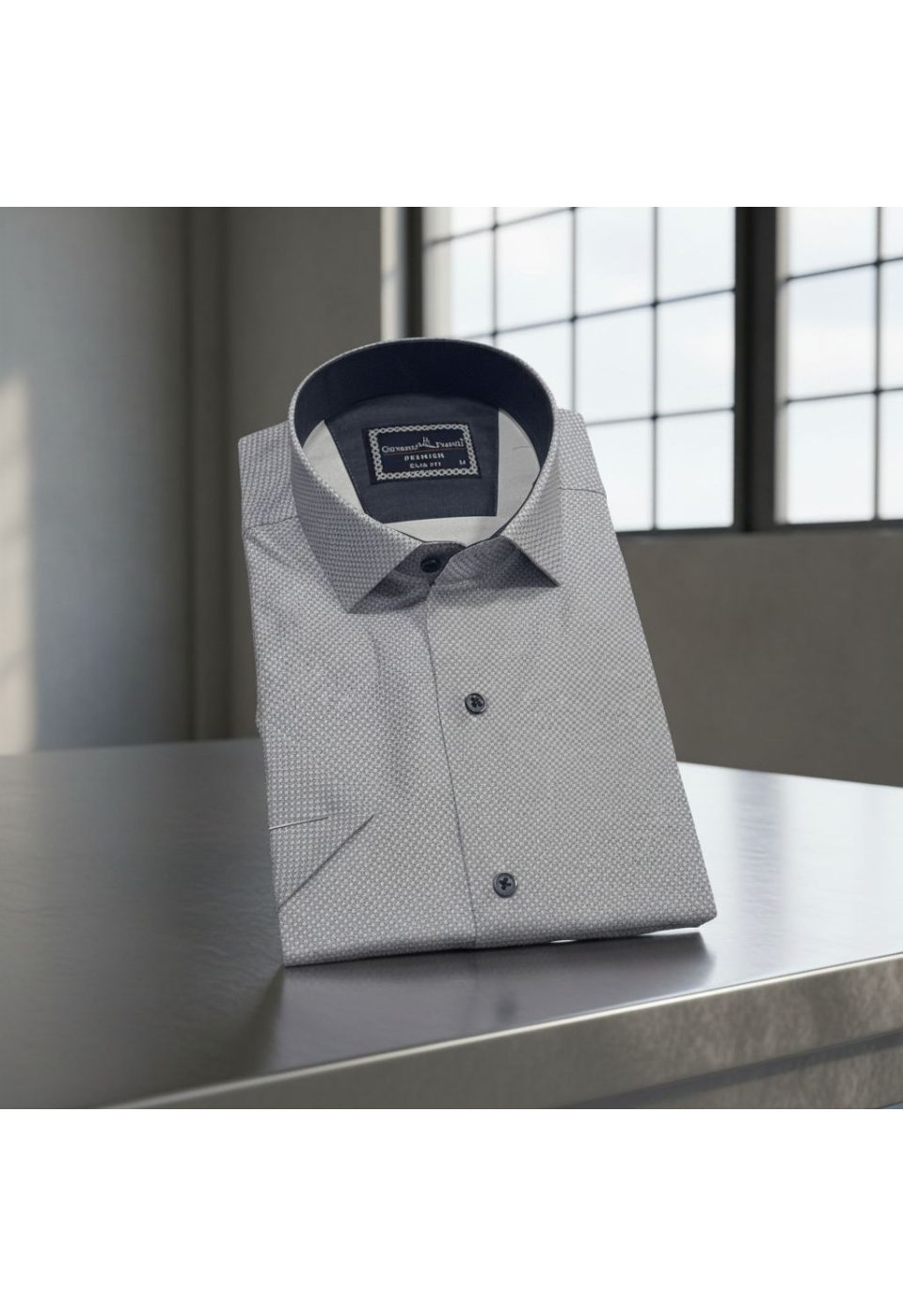2788 CR K SATIN 006 Slim Fit Kısa Kol Desenli Saten Erkek Gömlek 3GMK312788006 - Giovanni Fratelli