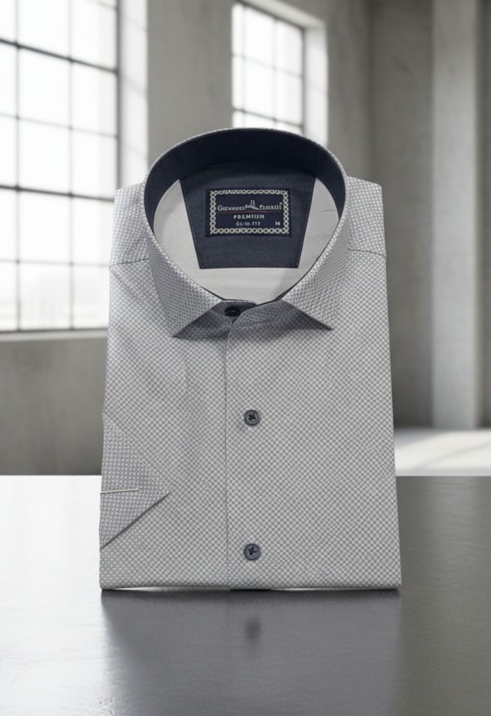 2788 CR K SATIN 006 Slim Fit Kısa Kol Desenli Saten Erkek Gömlek 3GMK312788006 - Giovanni Fratelli