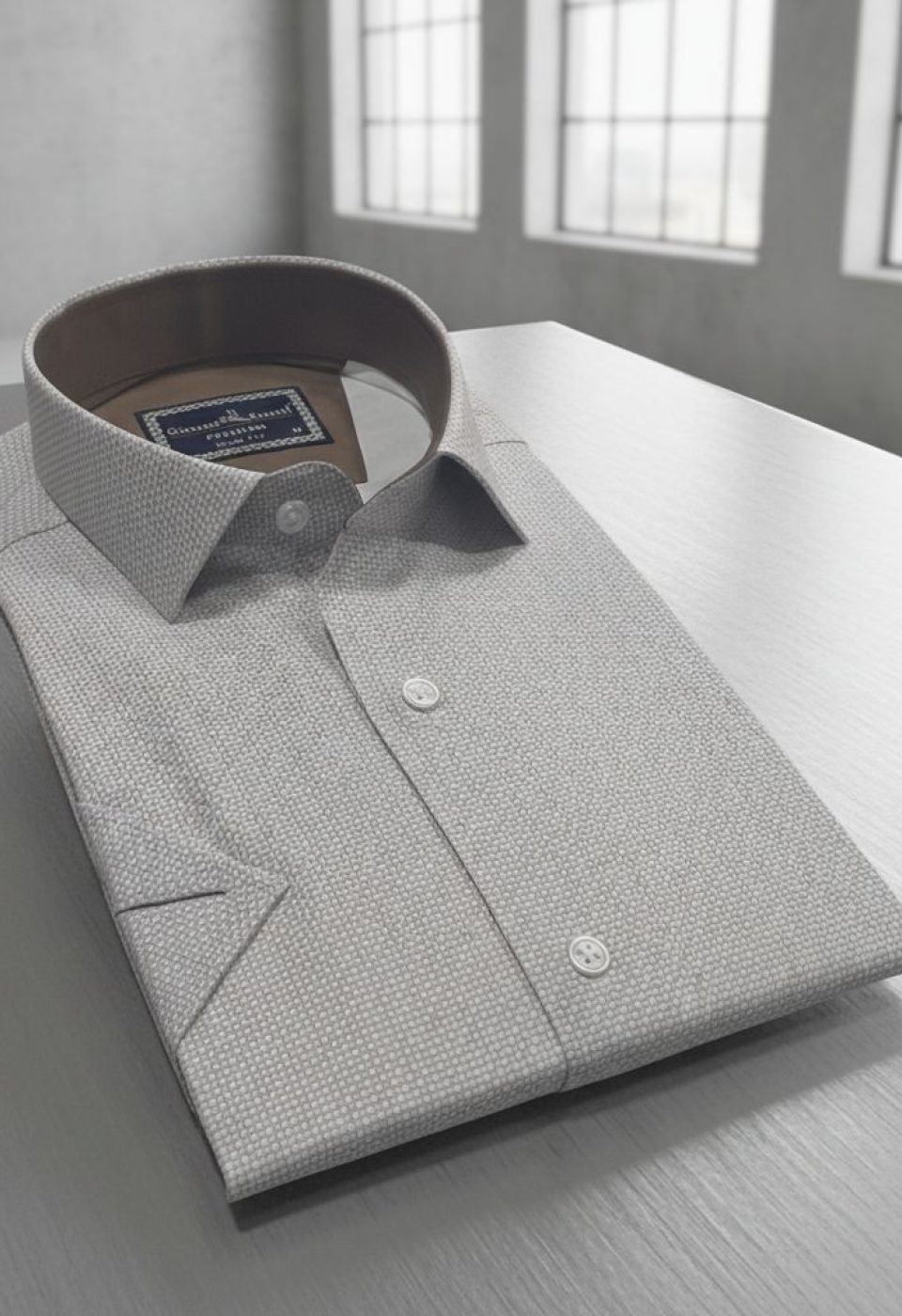 2788 CR K SATIN 007 Slim Fit Kısa Kol Desenli Saten Erkek Gömlek 3GMK312788007 - Giovanni Fratelli