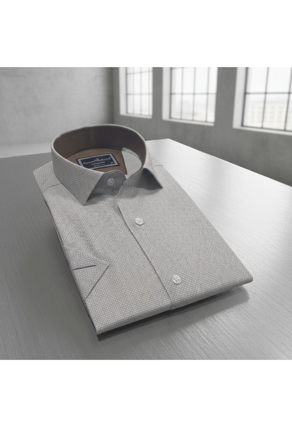 2788 CR K SATIN 007 Slim Fit Kısa Kol Desenli Saten Erkek Gömlek 3GMK312788007 - Giovanni Fratelli