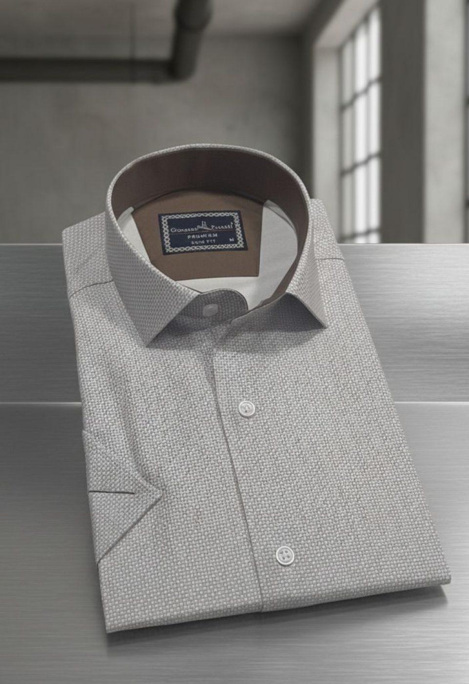 2788 CR K SATIN 007 Slim Fit Kısa Kol Desenli Saten Erkek Gömlek 3GMK312788007 - Giovanni Fratelli