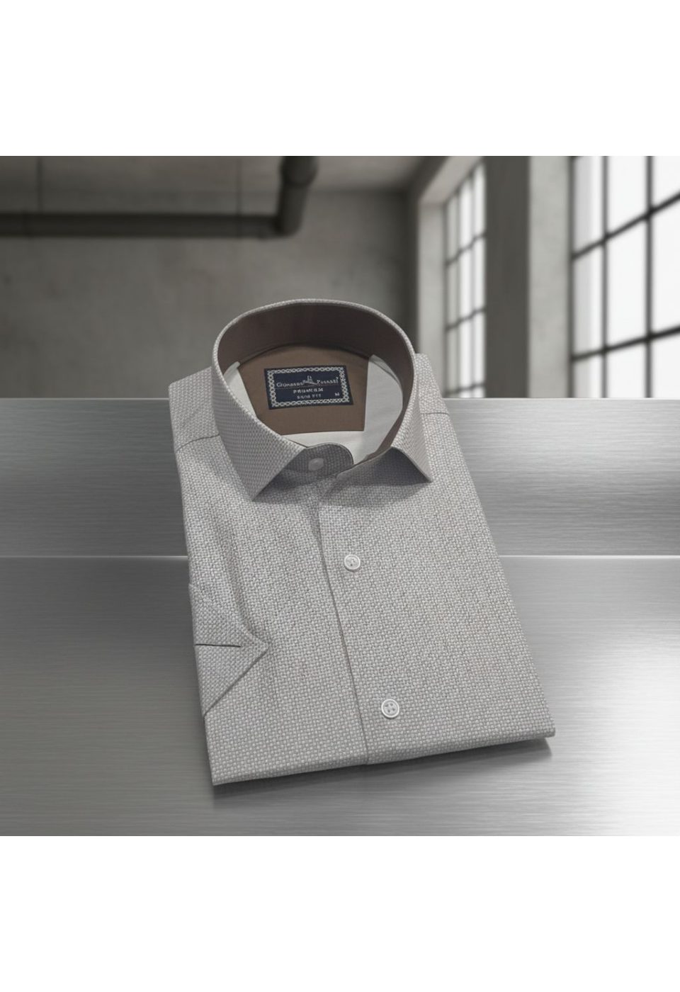 2788 CR K SATIN 007 Slim Fit Kısa Kol Desenli Saten Erkek Gömlek 3GMK312788007 - Giovanni Fratelli
