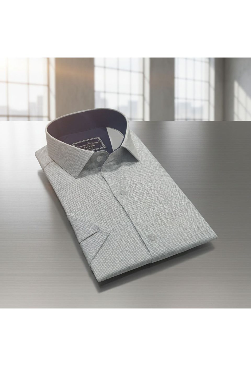 2788 CR K SATIN 008 Slim Fit Kısa Kol Desenli Saten Erkek Gömlek 3GMK312788008 - Giovanni Fratelli