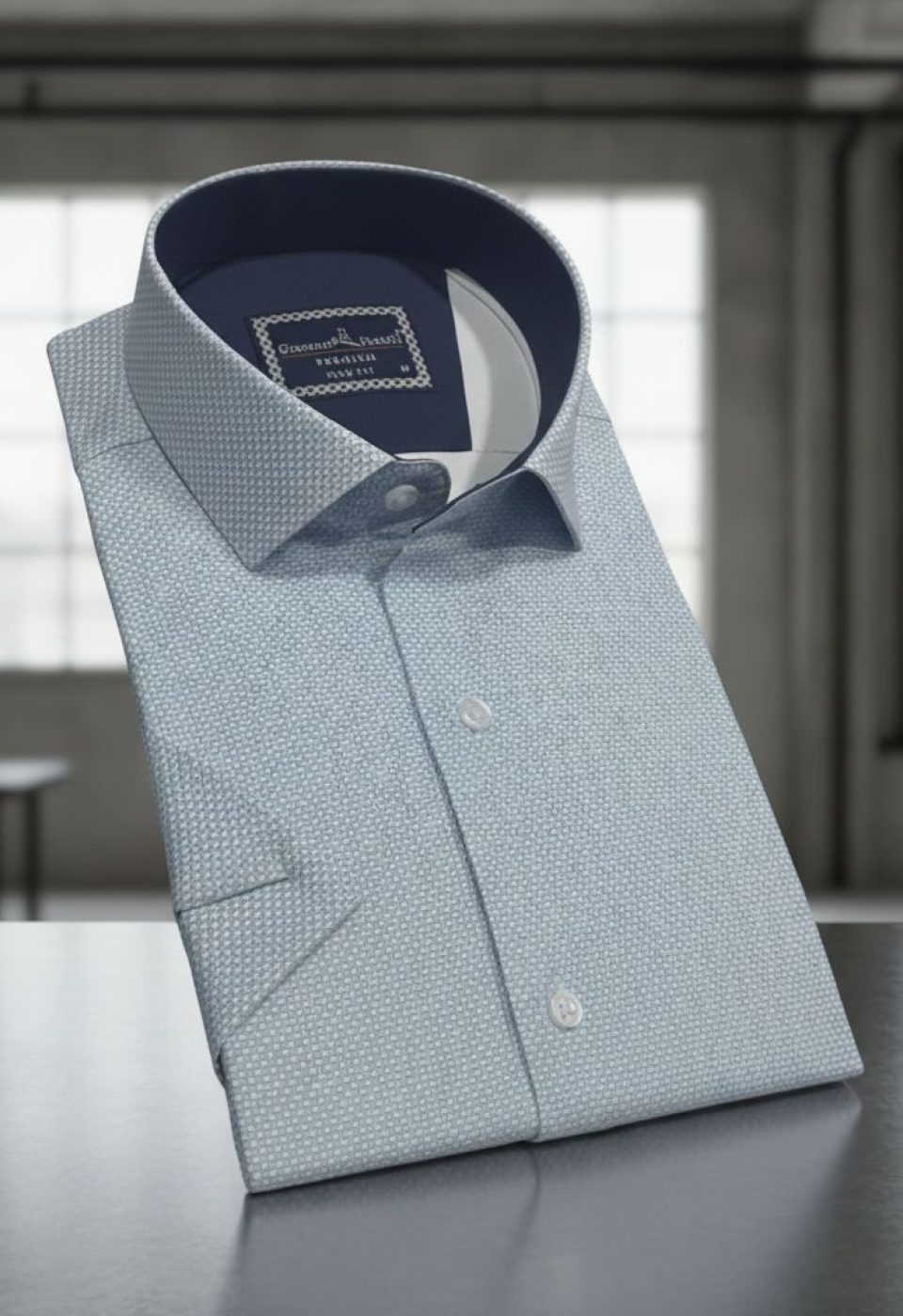 Slim Fit Kısa Kol Desenli Saten Erkek Gömlek 3GMK312788009 Slim Fit Kısa Kol Desenli Saten Erkek Gömlek 3GMK312788009