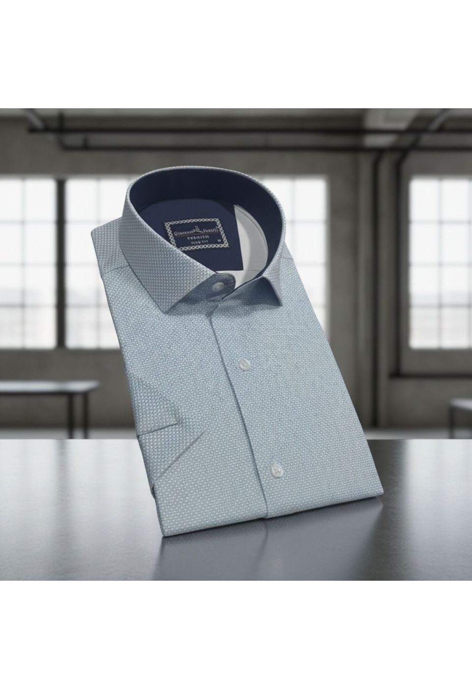 Slim Fit Kısa Kol Desenli Saten Erkek Gömlek 3GMK312788009 - Giovanni Fratelli