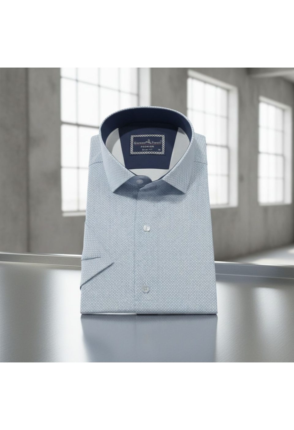 Slim Fit Kısa Kol Desenli Saten Erkek Gömlek 3GMK312788009 - Giovanni Fratelli