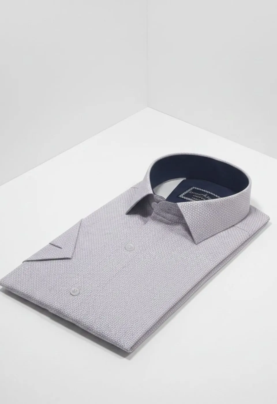 Slim Fit Kısa Kol Desenli Saten Erkek Gömlek 3GMK312788010