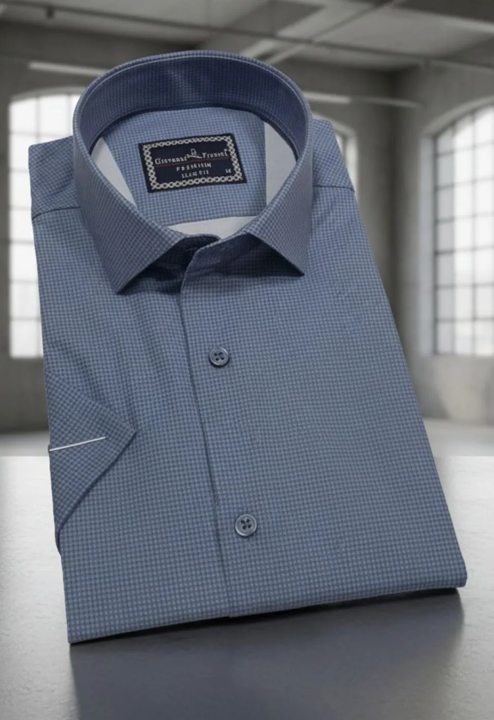 Slim Fit Kısa Kol Desenli Saten Erkek Gömlek 3GMK312789001 - Giovanni Fratelli