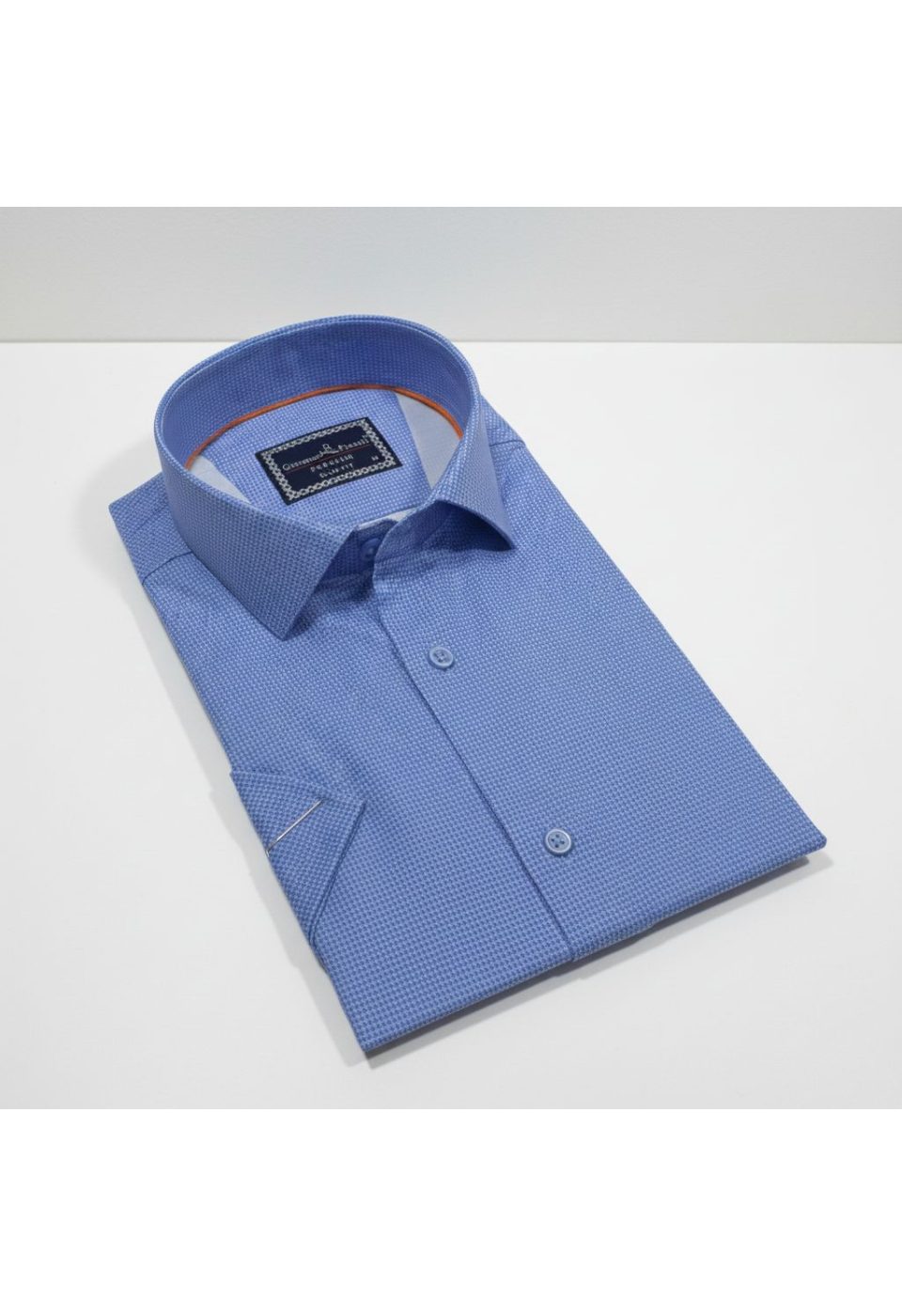 2789 CR K SATIN 003 Slim Fit Kısa Kol Desenli Saten Erkek Gömlek 3GMK312789003 - Giovanni Fratelli