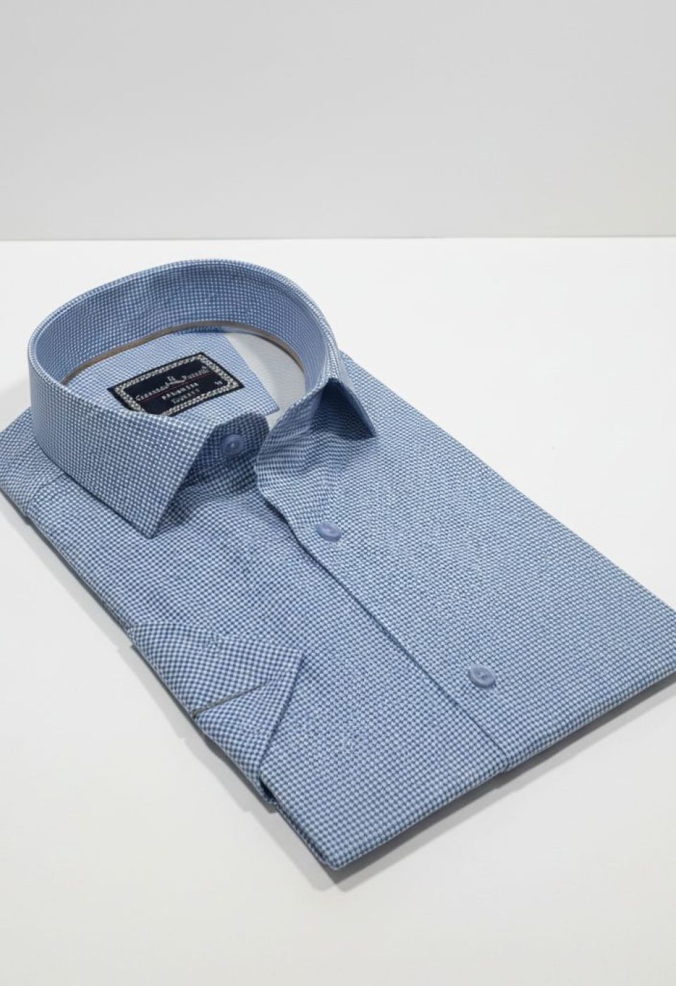 2789 CR K SATIN 005 Slim Fit Kısa Kol Desenli Saten Erkek Gömlek 3GMK312789005 - Giovanni Fratelli