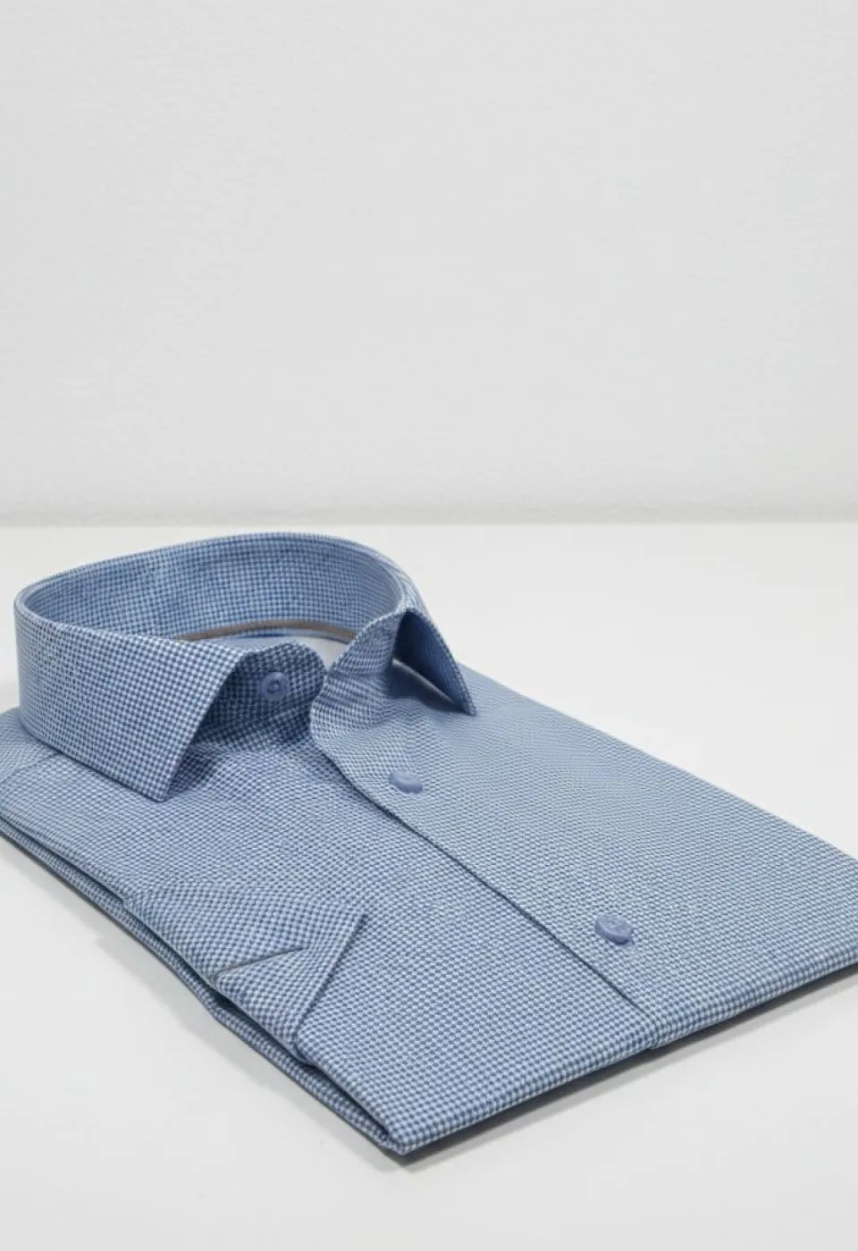 Slim Fit Kısa Kol Desenli Saten Erkek Gömlek 3GMK312789005