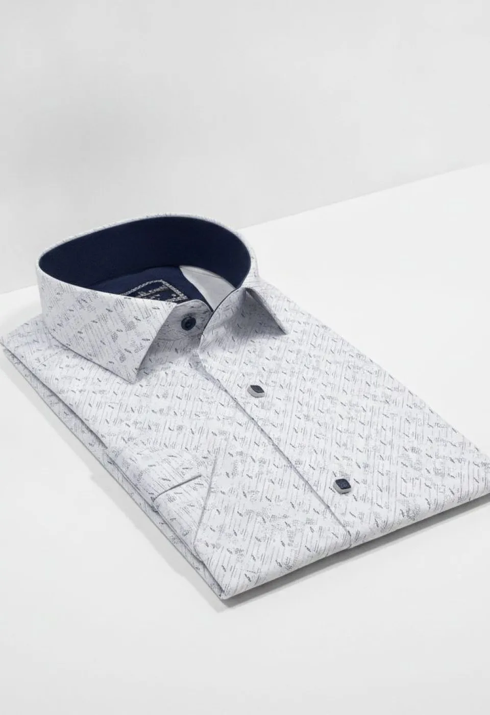 Slim Fit Kısa Kol Desenli Erkek Gömlek 3GMK312791001