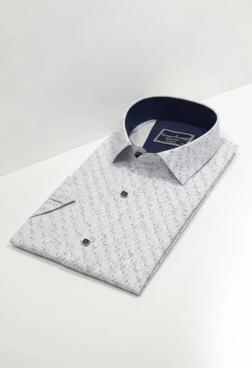 Slim Fit Kısa Kol Desenli Erkek Gömlek 3GMK312791001
