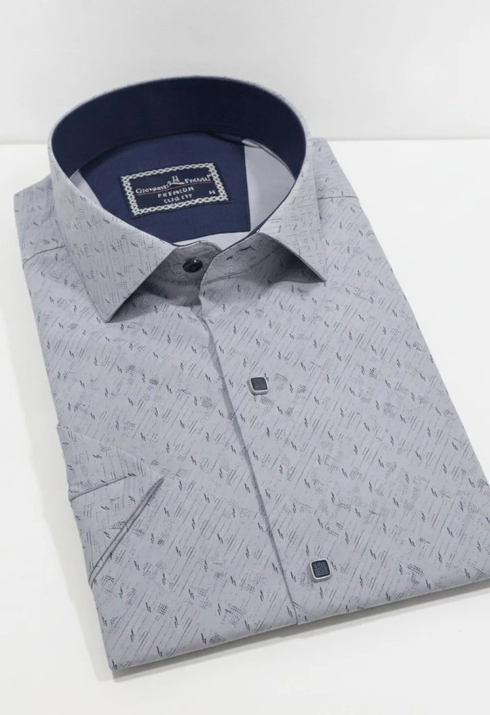 Slim Fit Kısa Kol Desenli Erkek Gömlek 3GMK312791003